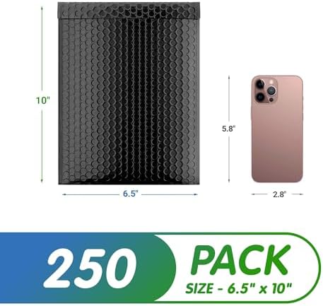 Metallic Bubble Mailers 8.5 x 11 Inch Matte Black, Self Seal Closure, 3/16 Inch Cushioning, Padded Shipping Envelopes Pack of 250 - Image 2
