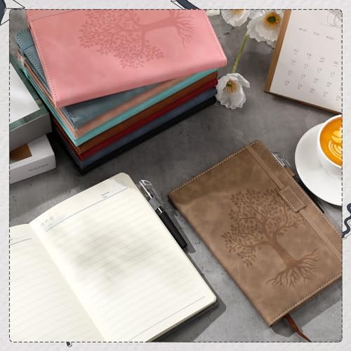 Estune 10 Pack Lined Journal Notebook A5 Tree of Life Hardcover Leather Journal with 10 Pen, College Ruled Notebook for Travel, Business, Work, Office, School Note Taking Diary(Morandi Color) - Image 4