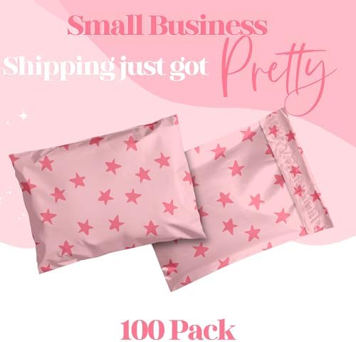 Pretty Package Store Poly Mailer 10x13, Seeing Stars Pink, 100 Pack - Image 2