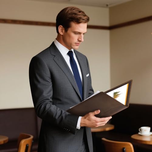 Ringsun Leather Portfolio Organizer for Men Women, Leather Padfolio Business Resume Legal Pad Portfolio Notebook Binder for A4/Pad, Leather Folio Leather Folder, Brown - Image 7