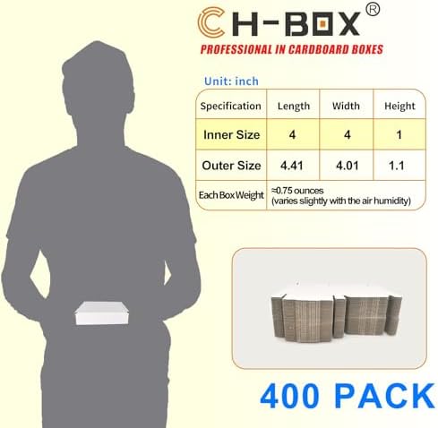 400 Pack 4x4x1'' Small Shipping Boxes, Corrugated Cardboard Mailers for Business, White (CM441-400) - Image 3