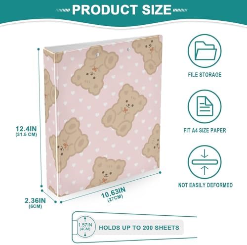 3 Ring Binder 1.5 Inch Clipboards Binders with Interior Pockets Round Ring Binder for Office Supplies and School - Image 4
