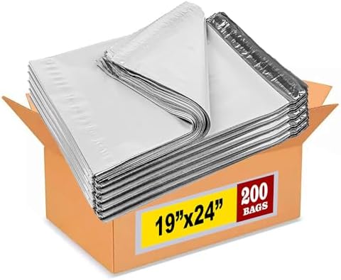 iMBAPrice Poly Mailers 19x24 Inch, 200-Pack | Large #7 White Self-Seal Shipping Envelopes, Waterproof Mailers for Jackets, Winter Coats, Hoodies, Jeans, Sweatshirts & Bulk Clothing Orders by iMBAPrice