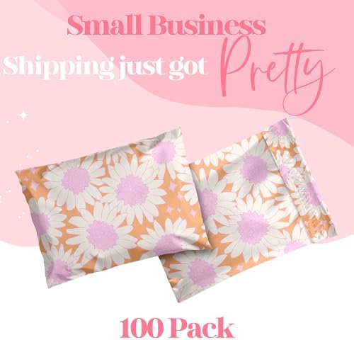 Pretty Package Store Poly Mailer 6x9, Pink Blooms Flowers, 100 Pack - Image 2