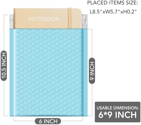 GSSUSA Light Blue Bubble Mailers 6x10" 600 Pack Padded Envelopes Self Seal - Image 2
