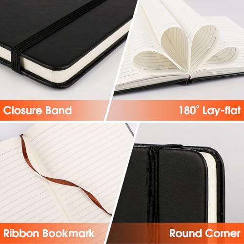 12 Pack Lined Journal Notebook for Work, 200 Pages, Medium 5.5 in x 8.3 in, A5 College Ruled, Hardcover Journaling Notebooks for Writing, Note Taking, Fit for Business Work School Home (Black) - Image 4