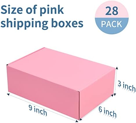 SNOGSWOG 28 Pack 9x6x3 inches Pink Shipping Boxes for Small Business, Small Corrugated Cardboard Gift Box for Mailing,Shipping,Storing,Christmas Gifts Wrapping - Image 2