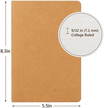 EUSOAR Notebooks College Ruled, 48pcs A5 5.5"x8.3" 60 Pages Soft Cover Kraft Lined Subject Journal Notebooks, Writing Note Pads Sketchbook Memo Composition,for School Office College Work Note Taking - Image 2