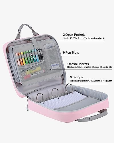 Zipper Binder 3 Inch 3 Ring with Shoulder Strap Multi-Pocket,Tough - Image 2