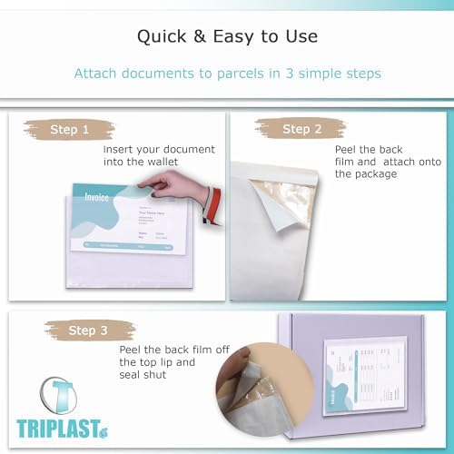 Triplast 200 x A6 Plain Document Enclosed Wallet (158 x 110 mm) | Peel & Seal Clear Plastic Envelopes/Sleeves/Pockets/Wallets | Attach Invoices, Packing Lists & Delivery Notes to Parcels - Image 6