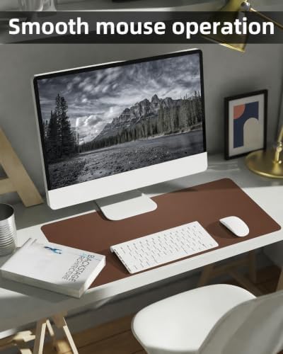 Leather Desk Pad Protector - Non-Slip PU Laptop Mat for Office/Home - Waterproof Writing Pad (31.5"x15.7", Brown) - Image 4