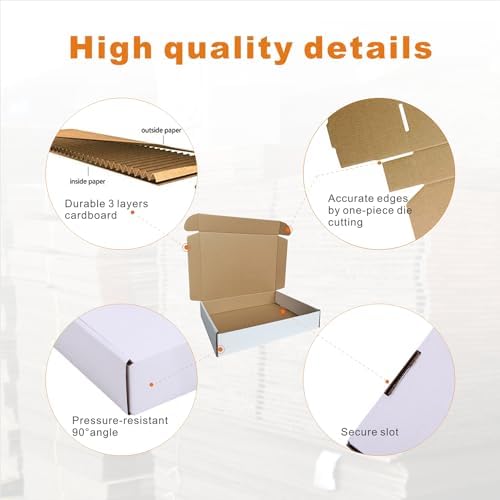 50 Pack 11.125x8.625x2'' Small Shipping Boxes, Corrugated Cardboard Mailers for Business, White (CM1182) - Image 3