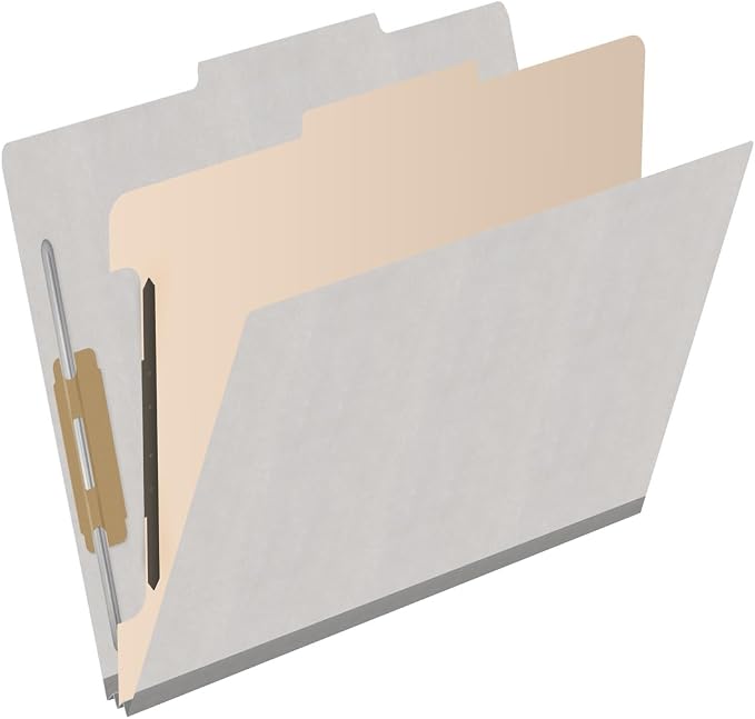 Heavy Duty End Tab Color Folders, 2/5 Cut ROC Top Tab, Letter Size, 1 Divider, Grey (Box of 10) - Image 2