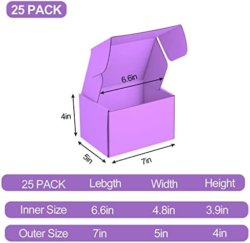 25 Pack Small Shipping Boxes Purple Corrugated Cardboard Box 7x5x4 inches，Corrugated Box for Packaging Small Business,Mailing Packing Literature Mailer,Shipping Gift Boxes - Image 2