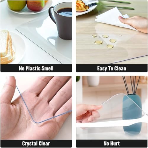 Royhom Clear Table Protector 36 x 76 Inch - 2mm Thick Plastic Table Cover, Clear Table Cover Protector Rectangle, Waterproof PVC Desk Mat for Coffee Table, Writing Desk, Dining Room, Dresser - Image 5
