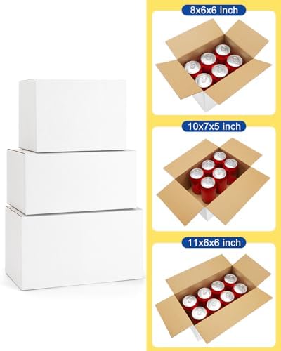 Assorted-Sizes-Shipping-Boxes-45-Pack: 8x6x6 & 10x7x5 & 11x6x6 Small-Shipping-Boxes-Mailers, White Corrugated-Cardboard-Boxes-for-Packing-Small-Business Mailing - Image 2