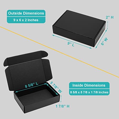 Mcfleet 9x6x2" Black Shipping Boxes - 24 Pack Corrugated Cardboard Mailing Box Packaging for Small Business - Tab Locking Literature Mailer Flat Empty Gift Packing Supplies - Image 2