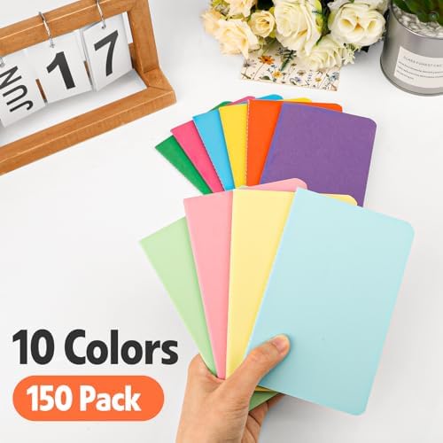 YesBes 150 Pack Small Mini Notebook Bulk, 3.5x5.5 Lined Pocket Notebook with Colored Cover, 10 Colors 24 Sheets (48 Pages) Small Journals for Traveler, Students, School Supplies - Image 3
