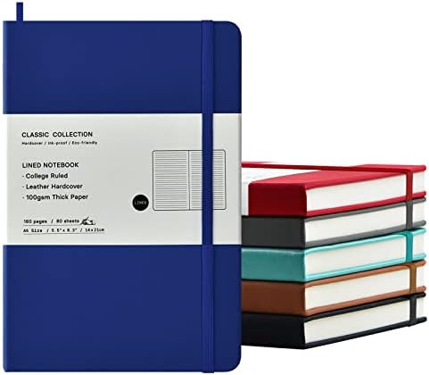 Coopay 6 Pack A5 Journal Notebooks Bulk, 160 Pages, 100GSM Thick Paper, 8.3 x 5.5 inch Hardcover Lined Leather Journals for Writing Office School Business Work Men Women (Multicolor) by Coopay