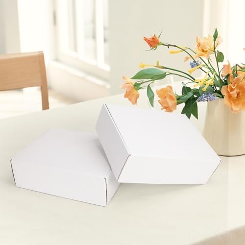 HORLIMER 13x10x4 inches Shipping Boxes Set of 15, White Corrugated Cardboard Box Literature Mailer, 15 Stickers Included - Image 5