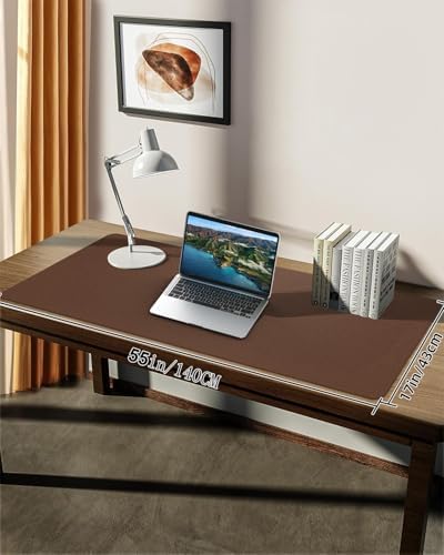 Extra Large Desk mat, Leather Desk Pad Protector,Office Desk Mat,Mouse Pad, Non-Slip Desk Blotter, Laptop Desk Pad, Waterproof Desk Writing Pad for Office&Home (Brown, 55" x 17") - Image 7