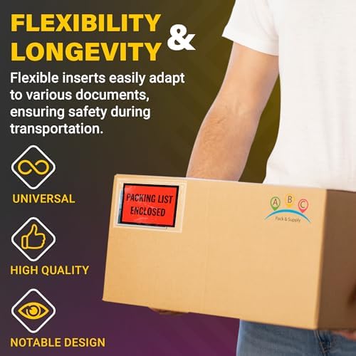 ABC PACK & SUPPLY Packing List Envelopes, Clear with Red Face Packing List Enclosed, 7 x 5 Inch, Self Seal Shipping Document Pouches 2 Mil Polyethylene, Pack of 1000 - Image 4