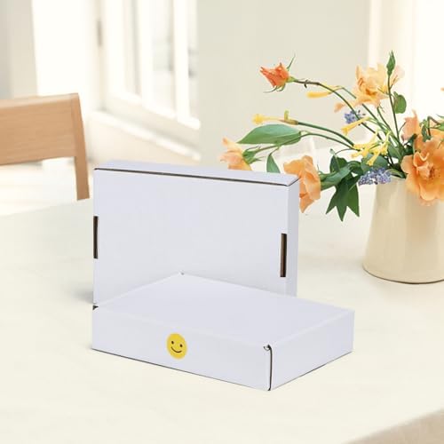 HORLIMER 8x5.5x1.6 inches Shipping Boxes Set of 25, White Corrugated Cardboard Box Literature Mailer, 25 Stickers Included - Image 5