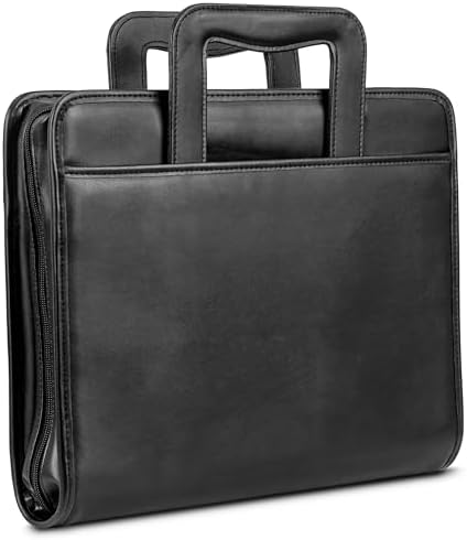Samsill Professional Padfolio/Portfolio with Zippered Closure Case, 2 Inch Removable Round Ring Binder, Retractable Handles, Interior 10.1” Tablet Sleeve, Black - Image 3