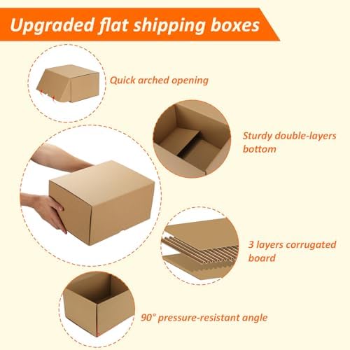 HORLIMER 12x9x6 inches Shipping Boxes Set of 15, Brown Corrugated Cardboard Box for Mailing, Packaging, Small Business - Image 3