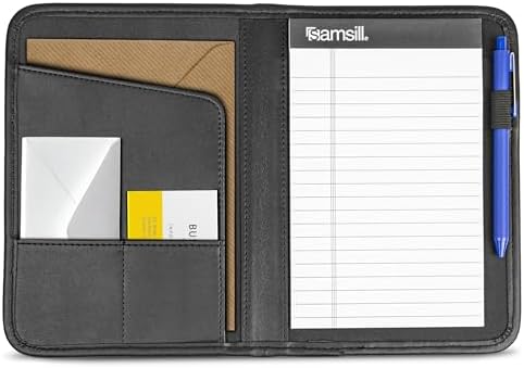 Samsill Professional Padfolio, Faux-Leather Mini Portfolio, with 5 x 8 Writing Pad, Black - Image 4