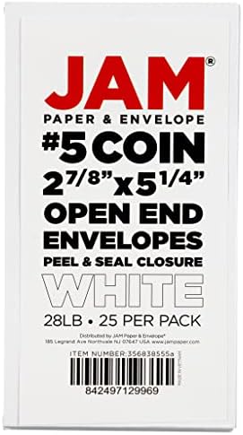 JAM PAPER #5 Coin Business Envelopes with Peel and Seal Closure - 2 7/8 x 5 1/4 - White - Bulk 250/Box - Image 6