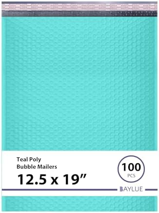 Teal Bubble Mailers 12.5x19, Self Seal Poly Padded Envelopes #6, 100 Pack by BAYLUE
