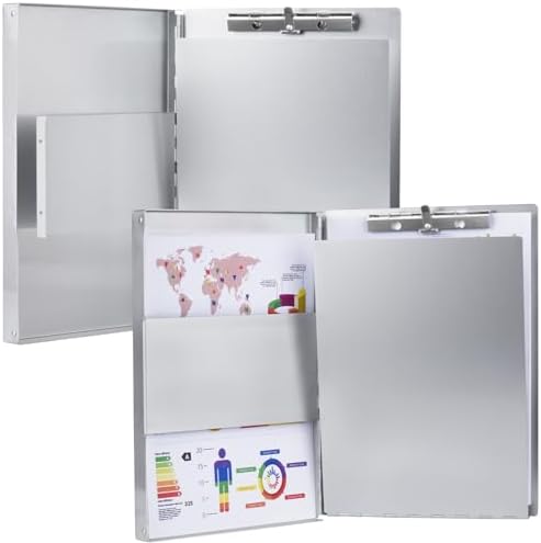ZCZN Aluminum Clipboard with Storage and Clip Recycled, 2 Pack Clipboard Folders, Sturdy Letter Size Recycle Metal Form Holder for Business Office Medical Professionals, Letter Size (Silver) by ZCZN