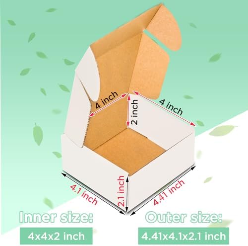 50 pack Small Shipping Box,4x4x2''Corrugated Mailer,YUNSY-BOX Cardboard Box - Image 2