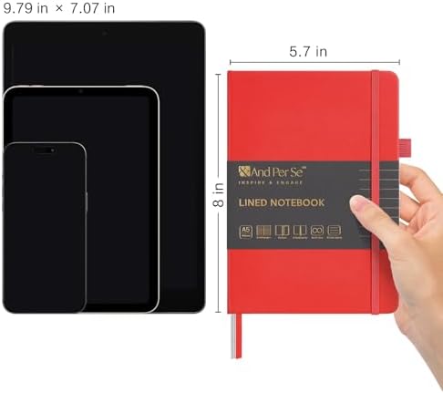 &And Per Se Lined Journal Notebook, 160 Pages, A5 5.7 x 8 inches College Ruled Thick Paper Notebook Journals for Writing, Hardcover Notebooks for Women Men Office School (1 Pack, Red) - Image 3