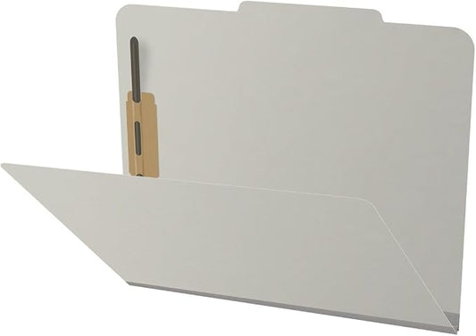 25 Pt. Pressboard Classification Folders, 2/5 Cut ROC Top Tab, Letter Size, No Dividers, Light Gray (Box of 25) by Ecom+Folders