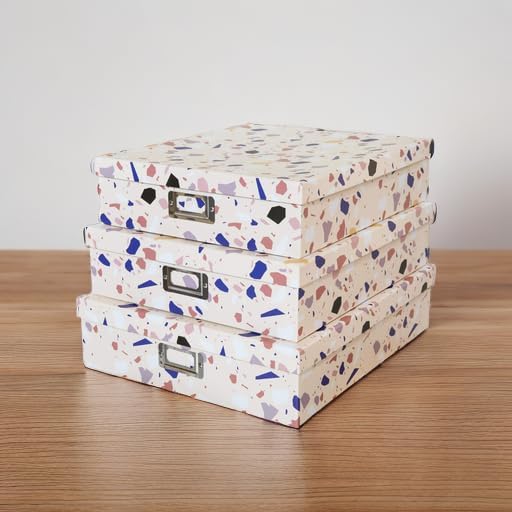 Soul & Lane - Cardboard Storage Boxes with Lids, Set of 3, Terrazzo | Cute Decorative Photo Box Set for Home Office, Nesting Keepsake and Memory Organizers for Scrapbooks and Documents - Image 5