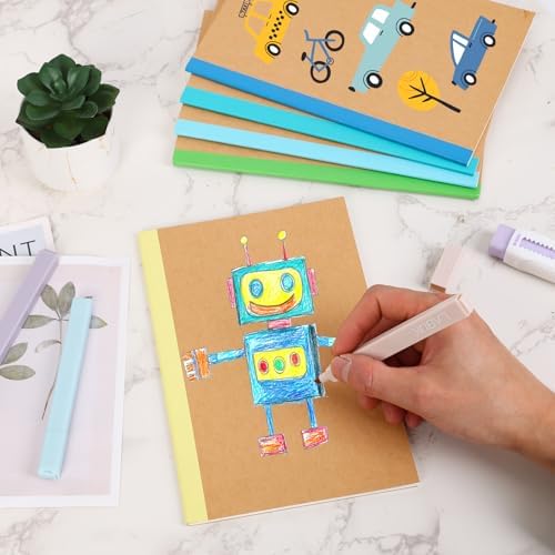 EOOUT Notebooks for Kids 5 Pack A5 Composition Notebook, Kraft Lined Journal Bulk with Blue Spine, 5 Colors, 60 Pages for Women Girls Boys, School Office Supplies - Image 3