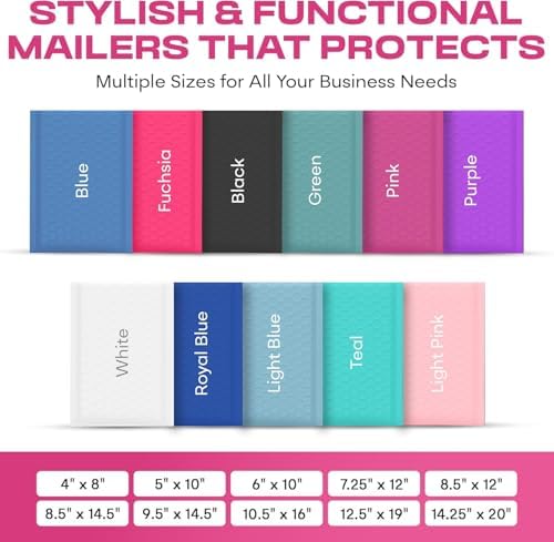Hot Pink Bubble Mailers 12x15, Self Seal Poly Padded Envelopes, 100 Pack - Image 3