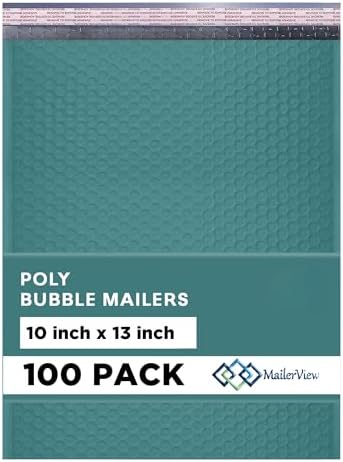 Green Bubble Mailers 10x13, Self Seal Poly Padded Envelopes, 100 Pack Bulk by MAILERVIEW