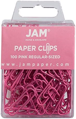 JAM PAPER Colorful Standard Paper Clips - Regular 1 Inch - Pink Paperclips - 100/Pack by JAMPaper