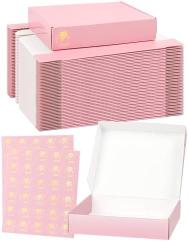 Shipping Boxes 40 Pack 10x8x2 Inch, Pink Mailer Packaging Box, Corrugated Cardboard Boxes for Gift Small Business Literature by TryDrem