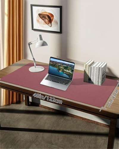 Leather Desk Pad Protector, Large Desk Mat, Mouse Pad, Non-Slip PU Leather Desk Blotter,Desk Cover mat,Desk mat for Keyboard and Mouse,Mat for Office&Home (Rose Purple, 48" x 17") - Image 6