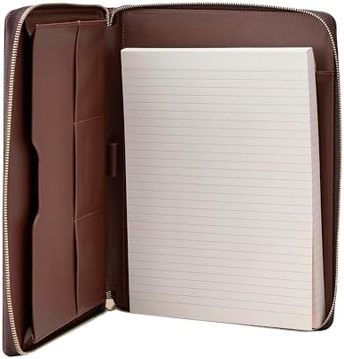 Gallaway Leather Genuine Leather Zippered Portfolio Organizer, Brown - Image 6