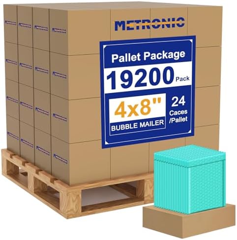 Metronic 19200 Pack Bubble Mailers 4X8 Inch Teal Full Pallet Waterproof by METRONIC
