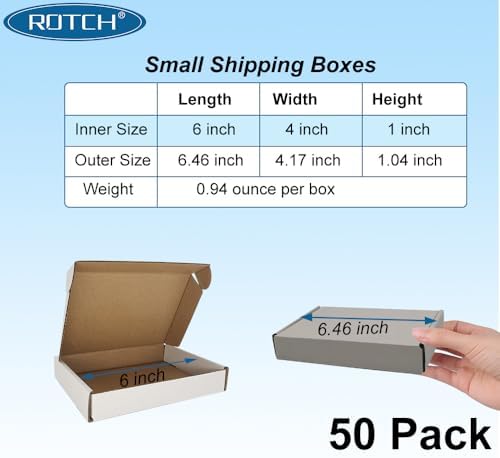 ROTCH 50 Pack 6x4x1'' Small Shipping Boxes, Cardboard Corrugated Mailers, White (M641-E-W) - Image 2