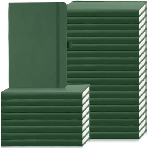 Laumoi 28 Pack A5 PU Leather Lined Notebook Journal, Green,Simple by Unknown