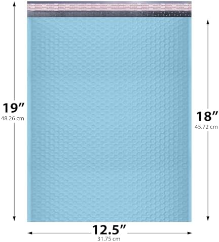 Light Blue Bubble Mailers 12.5x19, Poly Padded Envelopes #6, 50 Pack - Image 2