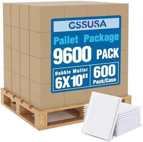 GSSUSA White Bubble Mailers 6x10 Small Padded Envelopes 9600 Pack,1 Pallet by GSSUSA