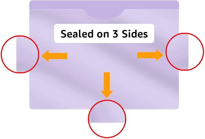 Lavender Vinyl Pocket Folder, Doctor Stuff, Closed Sides, Letter Size, Clear Front Top Loading Job Jacket, Documents Holder for Office, High School and Medical Files, Pack of 25 - Image 3